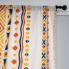 Curtains Finished Cotton And Linen Print Beige Fringed Windows Bohemian Kitchen Bay Windows