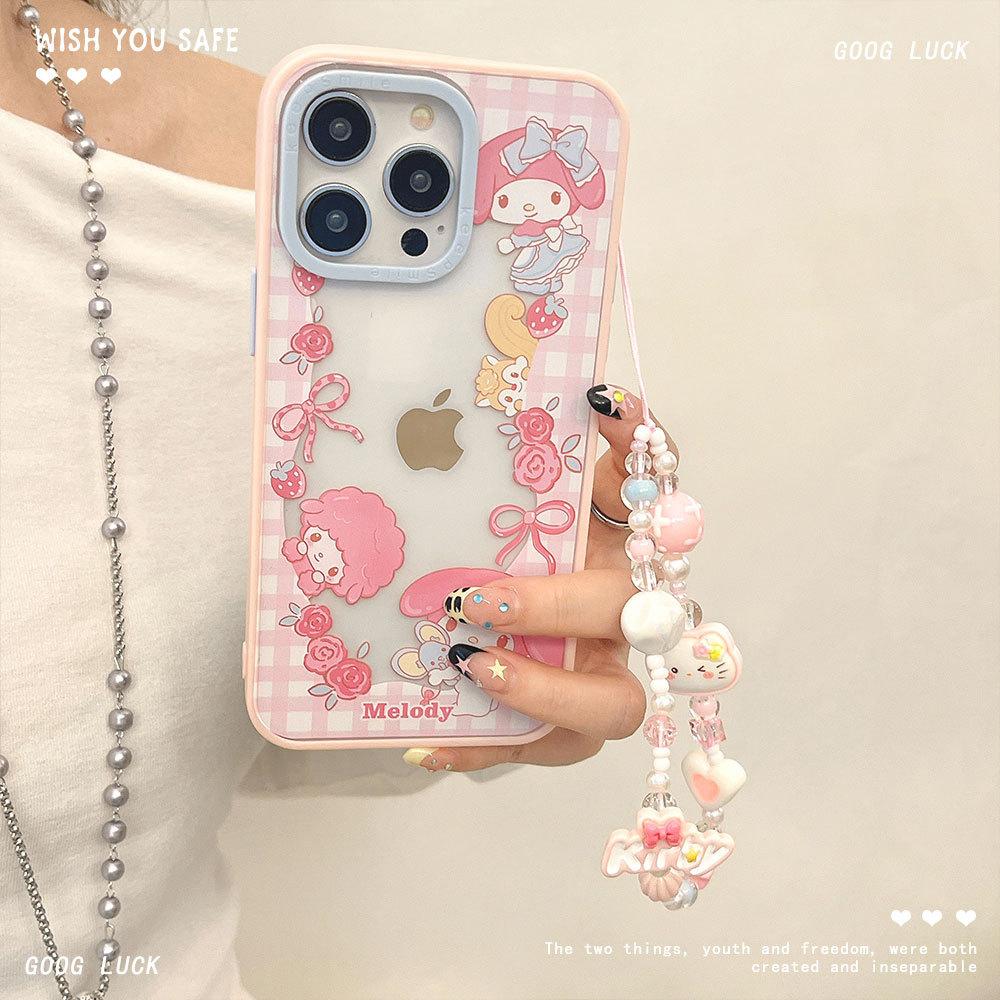 Melodie Drăguță Potrivită pentru Carcasă Telefon Mobil Apple 16 Carcasă Protectoare Iphone 15 14 Brățară 13 Acrilic 12 Margini Moi