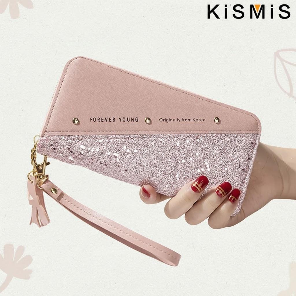 Fashion Women's PU Leather Long Wallets Sequins Patchwork Glitter Coin Purse Gifts for Girls Wholesale