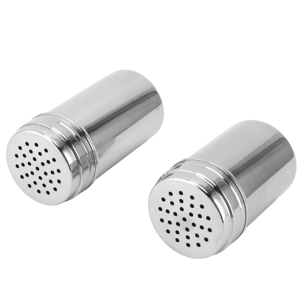 Spice Shaker 304 Stainless Steel Adjustable Pour Holes Seasoning Dispenser Container for Kitchen Barbecue Camping 2pcs