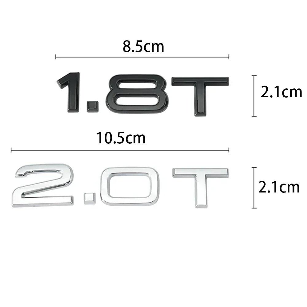 3D ABS 1.8T 2.0T 3.0T Logo Buchstaben Auto Heckklappen Emblem Für A3 A4 A5 A6 A7 A8 Q2 Q3 Q5 Q7 Q8 Autoaufkleber ,JKYGUT Zubehör