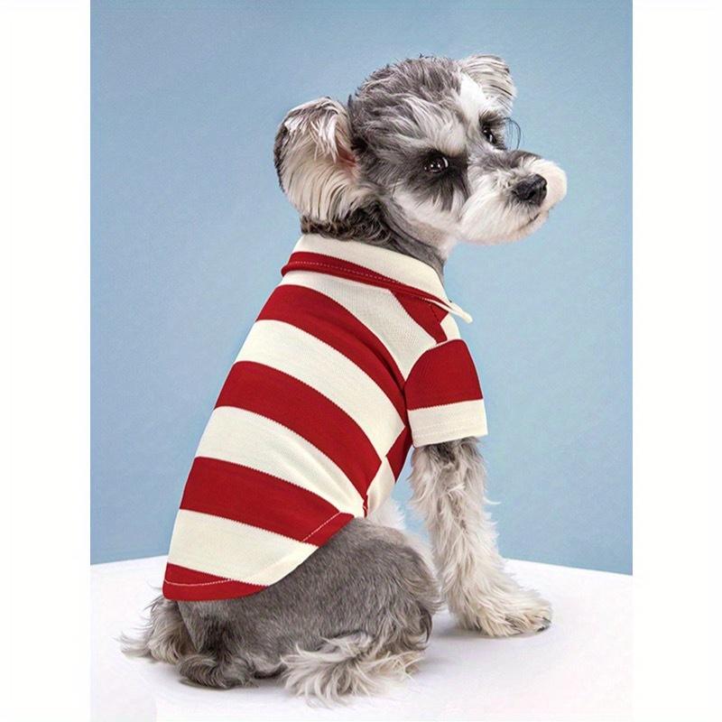1 Piece Of Simple Striped Breathable Skin-Friendly Polo Shirt, Suitable For Cats And Dogs T-Shirt Clothes In All Seasons(The Size Is Too Small!!I