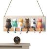 Wood Cat Silhouette Key Hook Wall Mounted Cats Key Organizer Multipurpose Key Holder  Wall