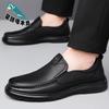 Casual leather shoes men's new men's shoes genuine leather business loafers summer hole shoes dad shoes