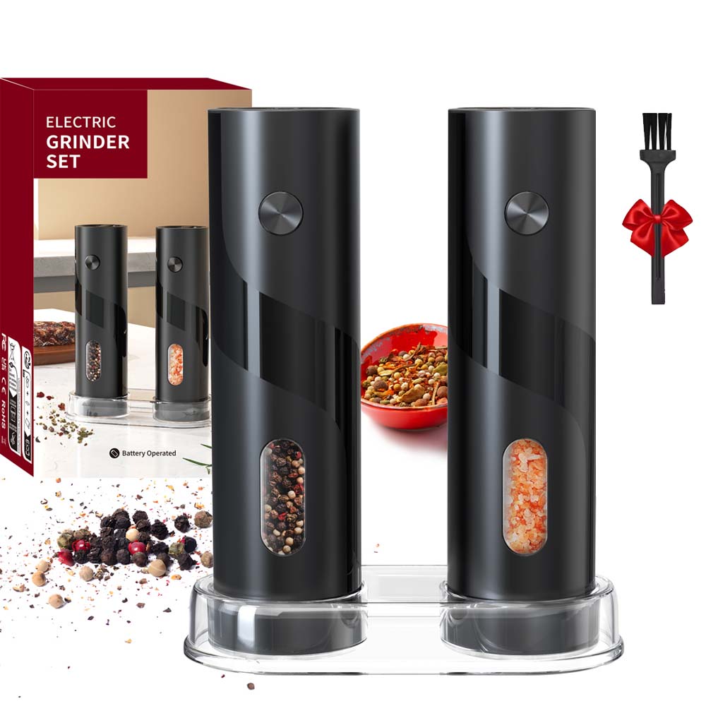 Electric Salt and Pepper Grinder Set Automatic Battery Powered Pepper Mills With 110ml Container Adjustable Coarseness Grinder