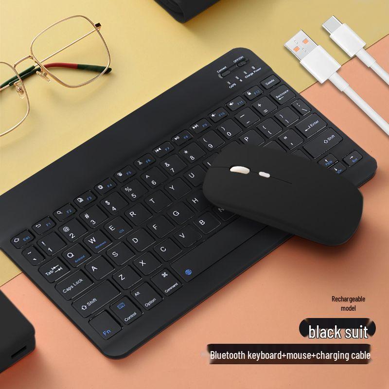 Silent Rechargeable Bluetooth Keyboard & Mouse Set for Tablets, iPads, Laptops & Office Use