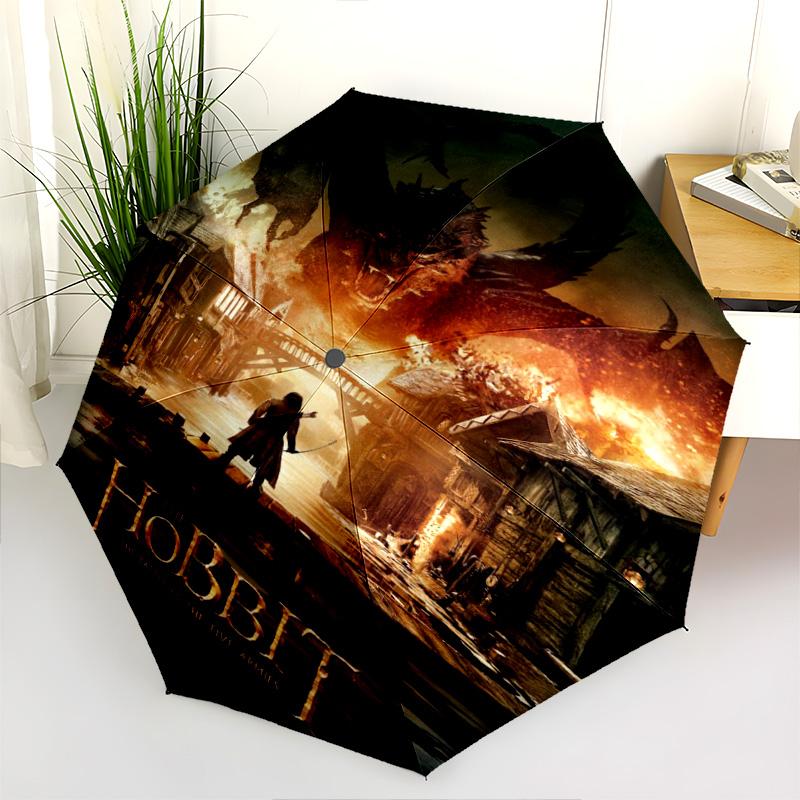Smaug'S Fiery Wrath Folding Umbrella Suitable For All Seasons Suitable For All Seasons Three Folds Umbrella Printing