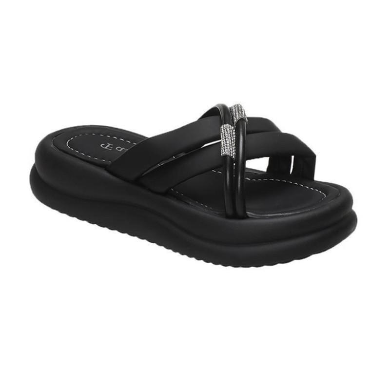 Cool slippers women's summer outer wear with skirts fashionable new high-end thick-soled one-word slippers women