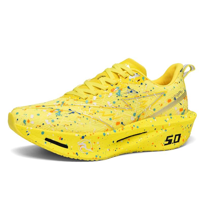 

New Unisex Marathon Luminous Running Shoes High Quality Road Jogging Shoes Light Comfort Sneakers Mesh Breathable Trainers 35 жёлтый