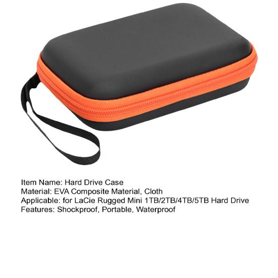 Hard Drive Carrying Case for LaCie Rugged Mini 1TB/2TB/4TB/5TB External Hard Drive Shockproof Portable HDD Storage Holder Travel Protective Bag