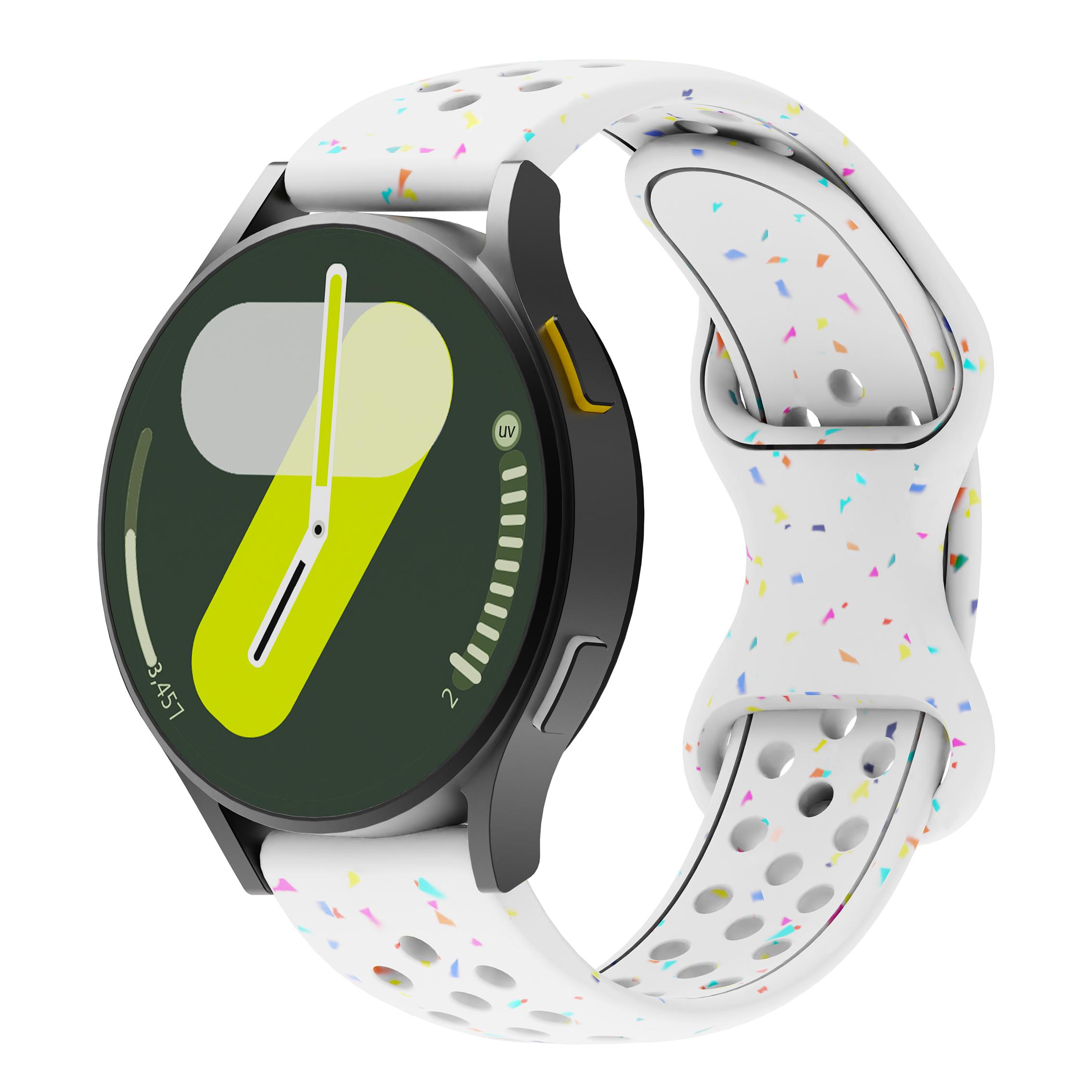 Силиконовый ремешок с круглым отверстием 20/22 мм, подходит для серии Samsung Watch шириной 20/22 мм. Экологичный силиконовый ремешок с текстурированным рисунком 22mm белый
