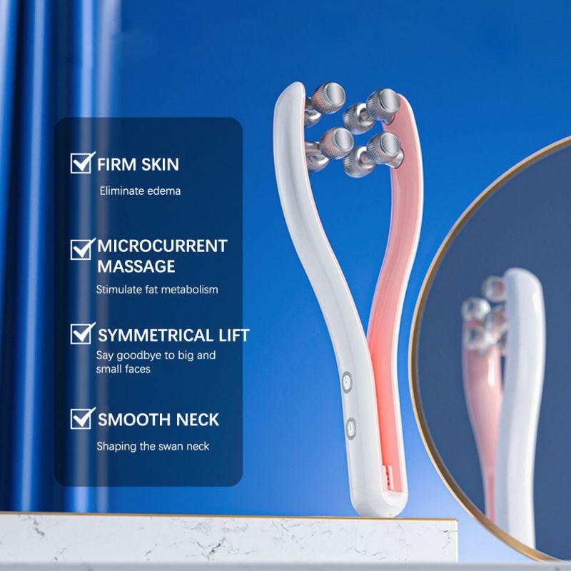 EMS Face Lifting Roller RF Double Chin V Face Shaped Facial Massager Jaw Cheek Thin Slimming Facial Lift Up Belt Skin Care Tool