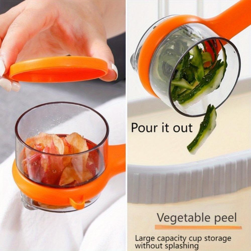 1Pc Multi-Function Fruit Vegetable Peeler with Peel Organizer - Serrated Blades, Easy To Use,Suitable for Kitchen Dormitory Use