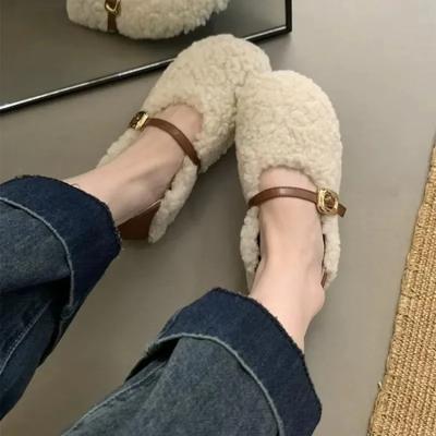 Winterschuhe Damen Runde Zehenpartie Slipper Damen Schuhe Loafer Fell Casual Sneaker Herbst Modisch Slipper Kleid Mokassin Neu Herbst