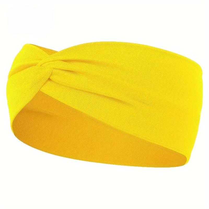 Simple Solid Color Cross Knotted Elastic Wide Headband Women Unisex Sports Yoga Hair Bands Headscarf Headwear