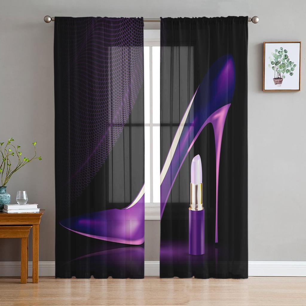 High Heels Diamond Shiny Tulle Curtains For Living Room Bedroom Voile Curtain Home Decoration Sheer Balcony Door Curtain