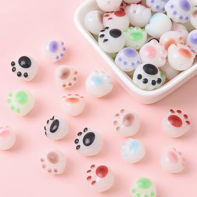 Contas Feitas à Mão Acrílico Carvão Assado Patinhas de Gatinho Fofas DIY Pulseira Colar Acessórios de Joalheria Corrente para Celular Materiais para Miçangas Contas Soltas