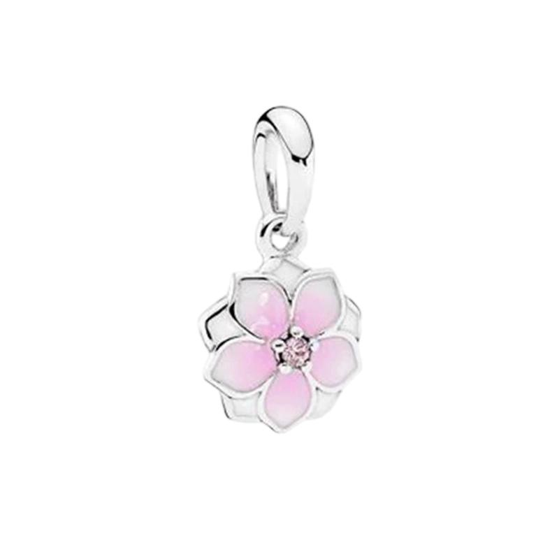 Pink Flowers Series Charm Beads Daisy Flower Clip Cherry Blossom Rose In Bloom Fit Original Bracelets Diy Jewelry Gifts