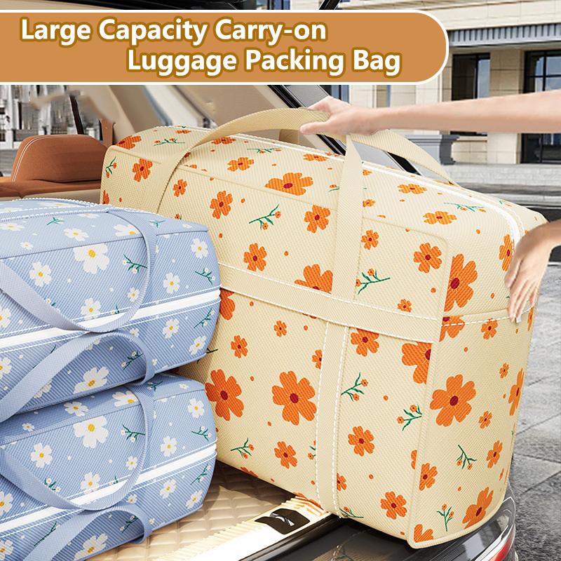 Large Capacity Floral Pattern Tote Bag For Home Use, Luggage, Moving, Dormitory, And Clothing Storage.
