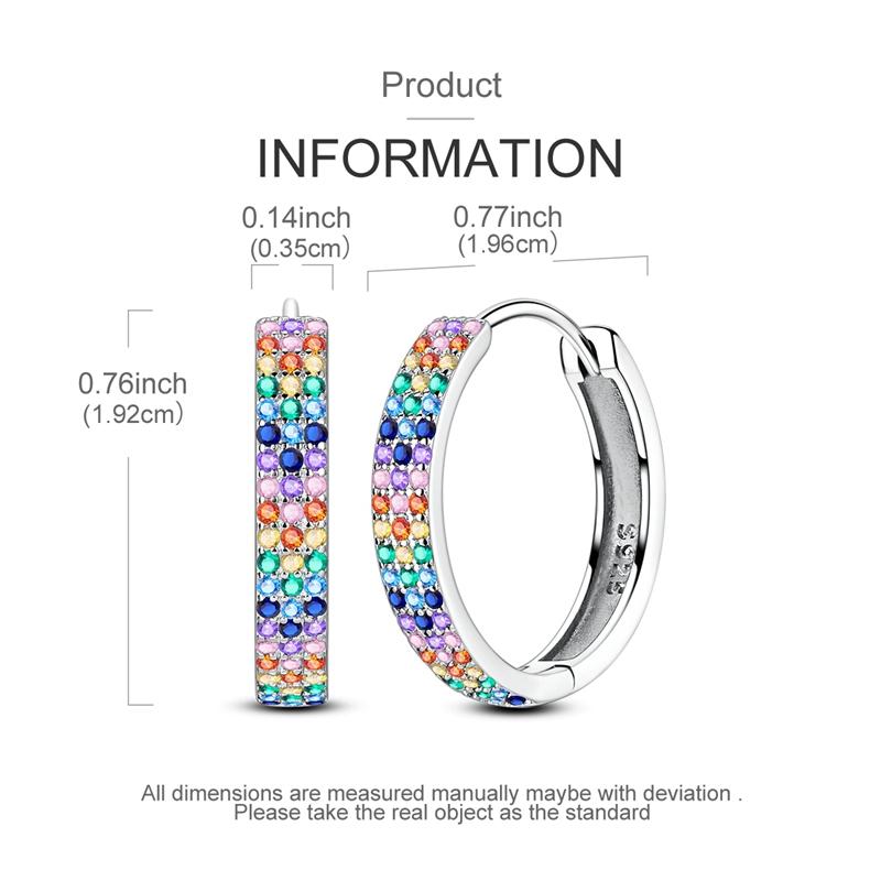 925 Silver Earrings Sparking Colorful Zirconia Hoop Earrings For Women Girls Party Anniversary Jewelry Gifts