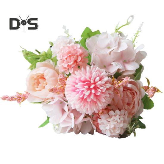 Artificial Flowers Fake Peonies Bouquet Mixed Faux Silk Flowers Artificial Blooms Bunch for Table Centerpiece Wedding Party Decor