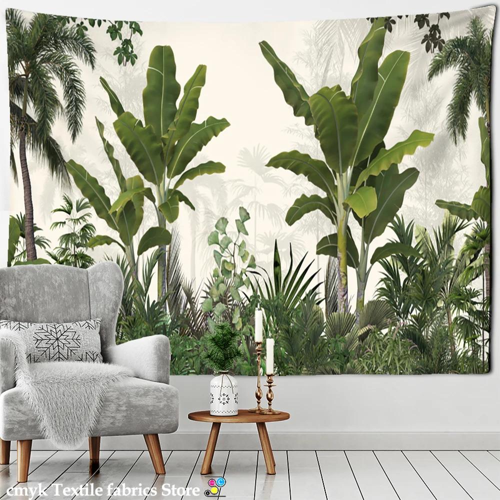Vintage Banana Tree Tapestry Wall Haning Psychedelic Hippie Oil Painting Tapiz Tropical Plants Background Cloth Boho Decor