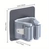 1/2/4 Modern Wall Mounted Mop and Broom Rack - No Drilling Required, Durable Plastic Storage Hooks