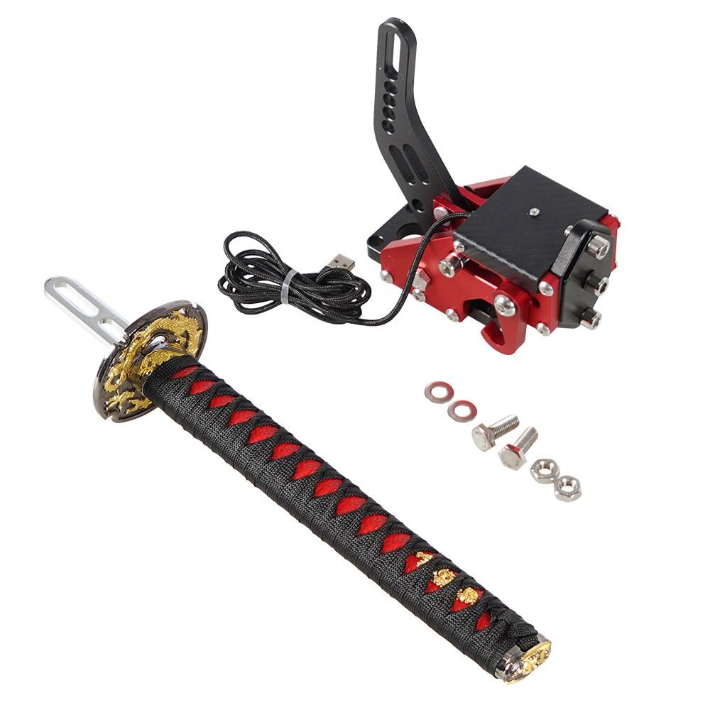 15CM/26CM Katana Handbrake Samurai Sword Handbrake For USB G25/27/29 T300 T500 PC SIM Racing Games Black&Red without Clamp