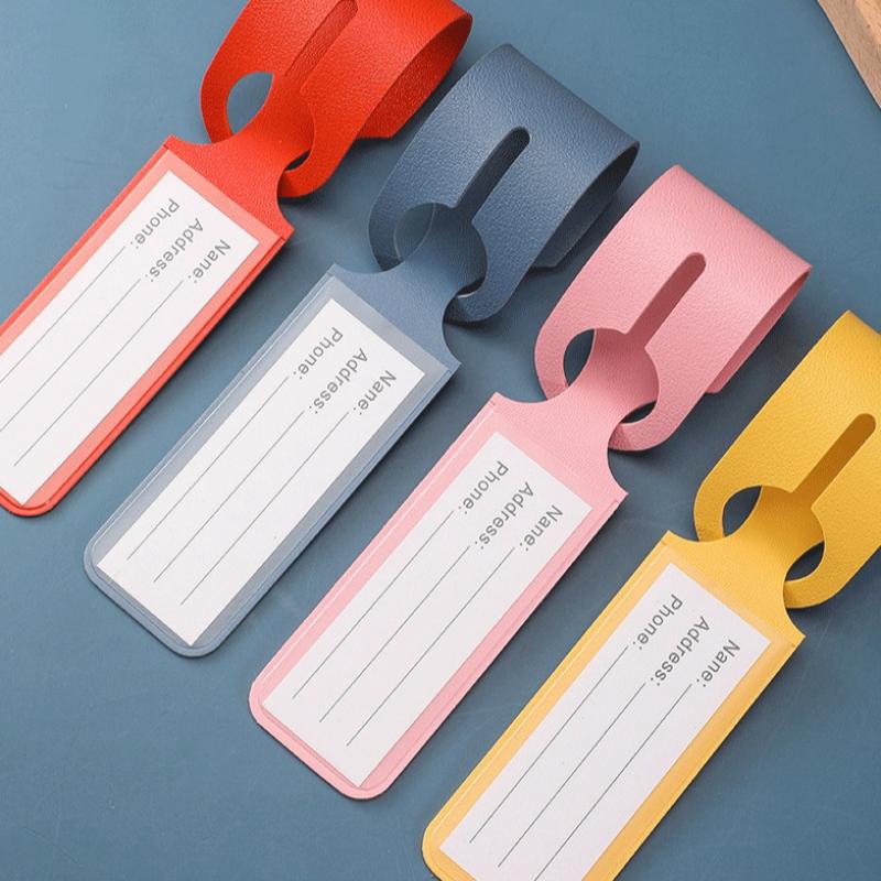 1PC PU Leather Luggage Tag Long Style Baggage Suitcase Bag ID Name Addres Holder Boarding Tags Portable Label Travel Accessories