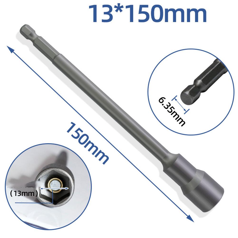 150mm Steel Socket Wrench Adapter Hex Magnetic Nut Driver Sleeve 8-19mm Chrome Vanadium Steel Socket Adapter Hand Tools Parts