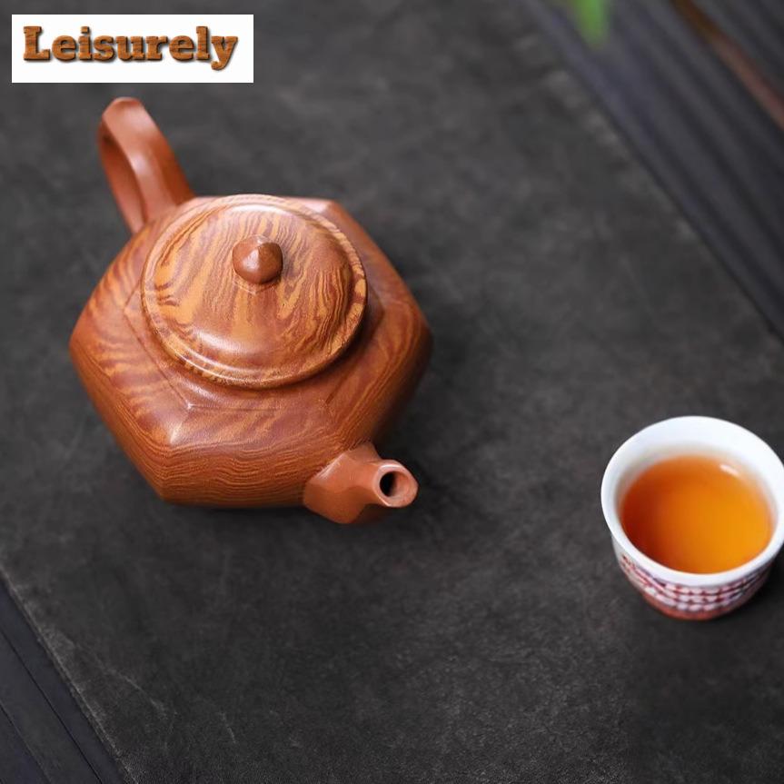 300ml Yixing Purple Clay Teapots Famous Master Handmade Hexagonal Laughing Sakura Pot Raw Ore Twist Mud Kettle Zisha Teaset Gift