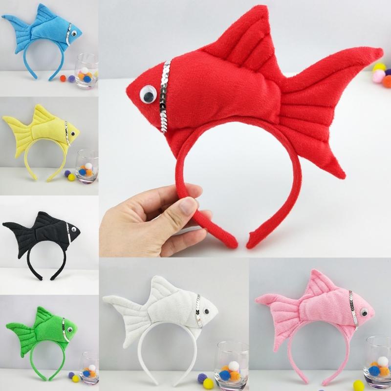 Students Taking Photo Hairband Stuffed Fish Shape Hair Hoop for Halloween
