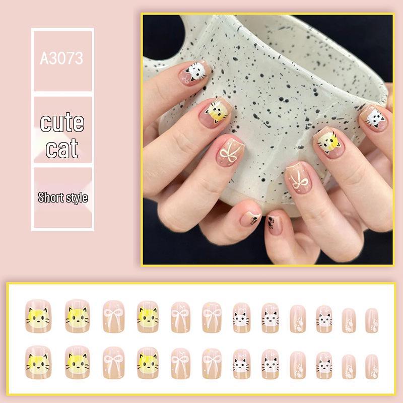 

Детско-розовые градиентные ногти-бантики - Свежие ежедневные короткие накладные ногти, патчи для нейл-арта (Один размер)