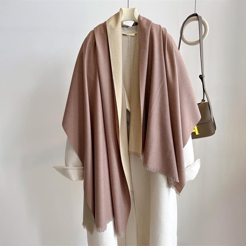 Luxury Winter Cashmere Scarf Women Two Colours Handkerchief Warm Pashmina Female Shawl Wrap Soft Pareo Bufanda Scarves Stole