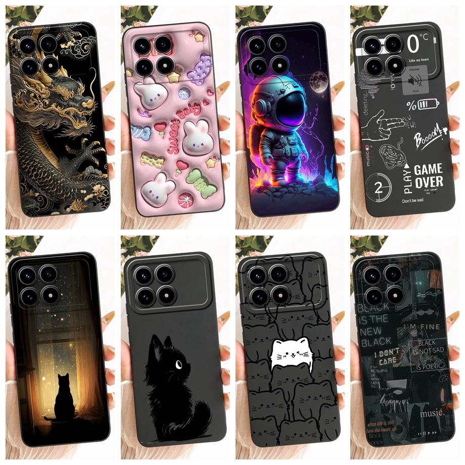 Phone Case For Xiaomi Poco F8 F8Pro Capa Cat Cartoon Dragon Animal Pattern Bumper For Redmi K90 K90Pro Max Soft Silicone Cover