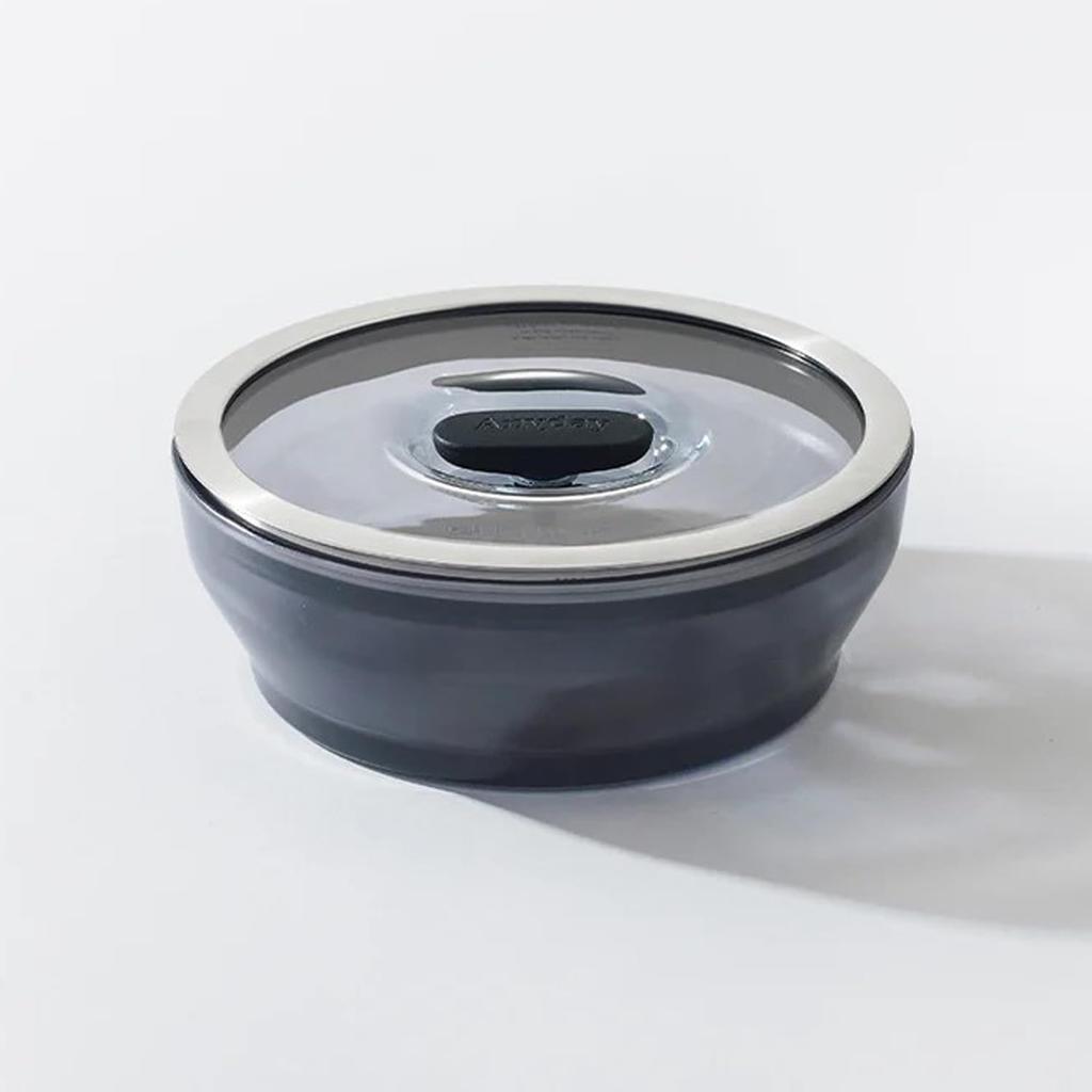 Meyer Anyday Cookware 18cm Shallow Black Recipe Anyday Microwave Glass Storage Container with for and Food Dish, [Includes Book]. Dish, Lid, Steaming,