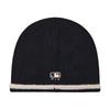 MLB Striped Knit New York Yankees Cotton Polyester Wool Nylon Acrylic Lyocell Beanie Hat Unisex Couple Black 3ABNBM846-50BKS