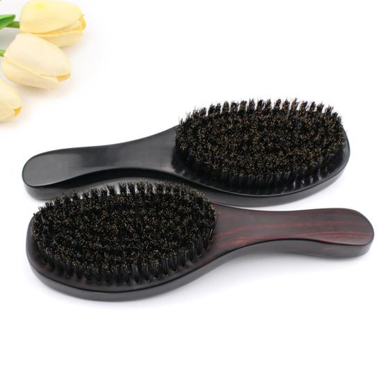 Men Beard Brush with Ergonomic Wooden Handle, Multi-function Boar Bristle Mustache Brush, Portable Beard Grooming Styling Tools