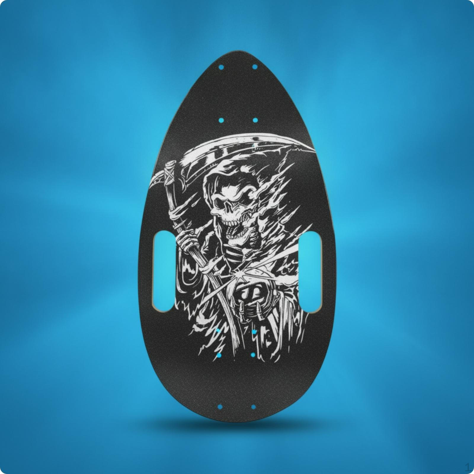 Mini Skateboard Deck PreDrilled Teardrop Carry Cutouts Sports Gear Grim Reaper