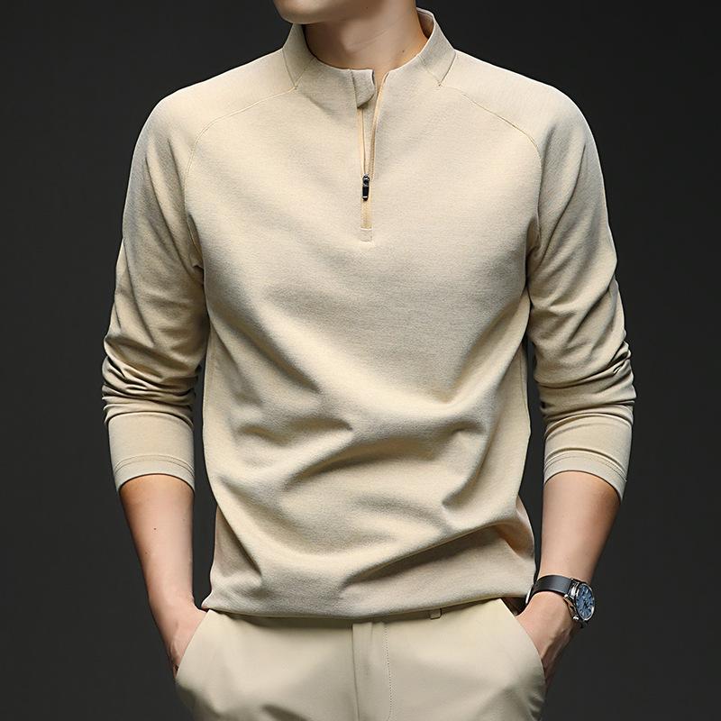 

Men s Spring Stand Collar Half-Zip Long Sleeve Base Layer Top M легкие хаки