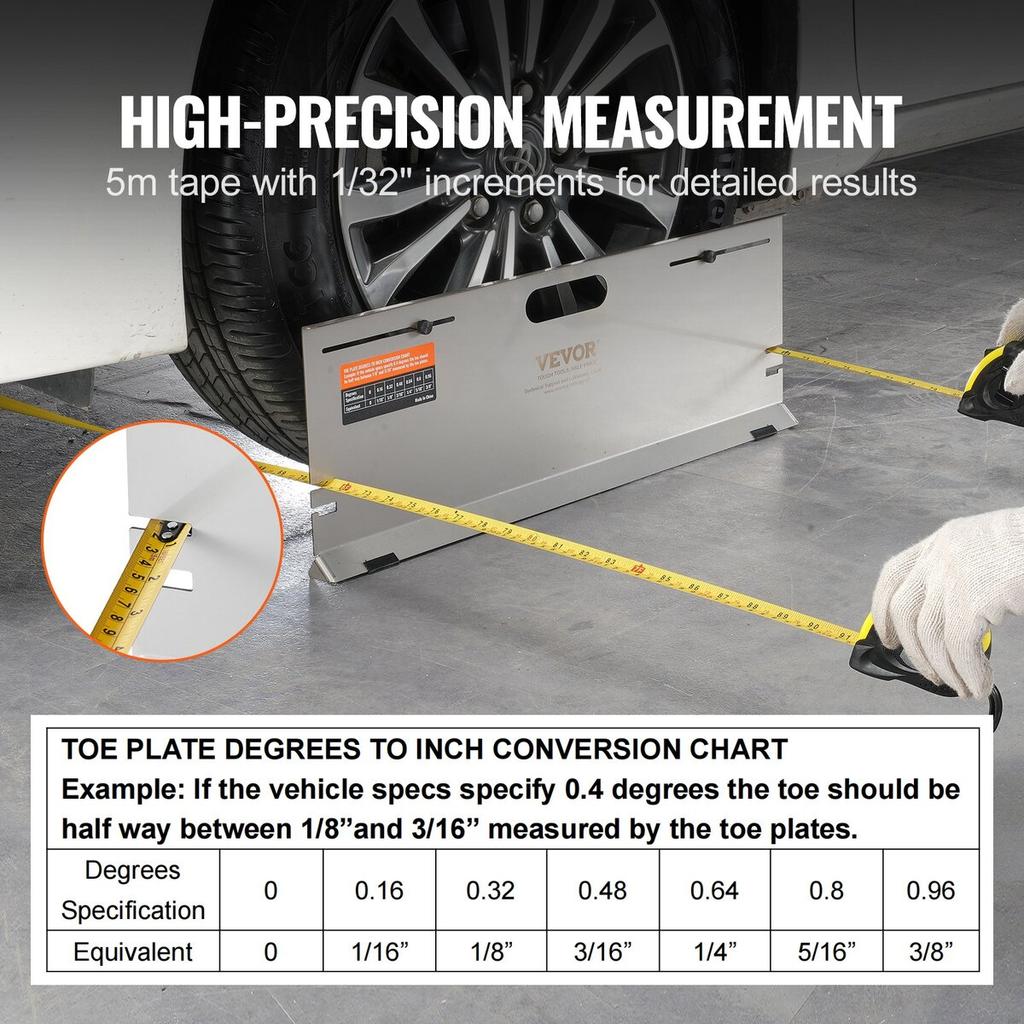 Wheel Alignment Tool, 2-Pack Alignment Tool Toe Plates, Stainless Steel Toe Angle Measurement Tool Plate, 4 Alignment Rods and Magnetic Slots,