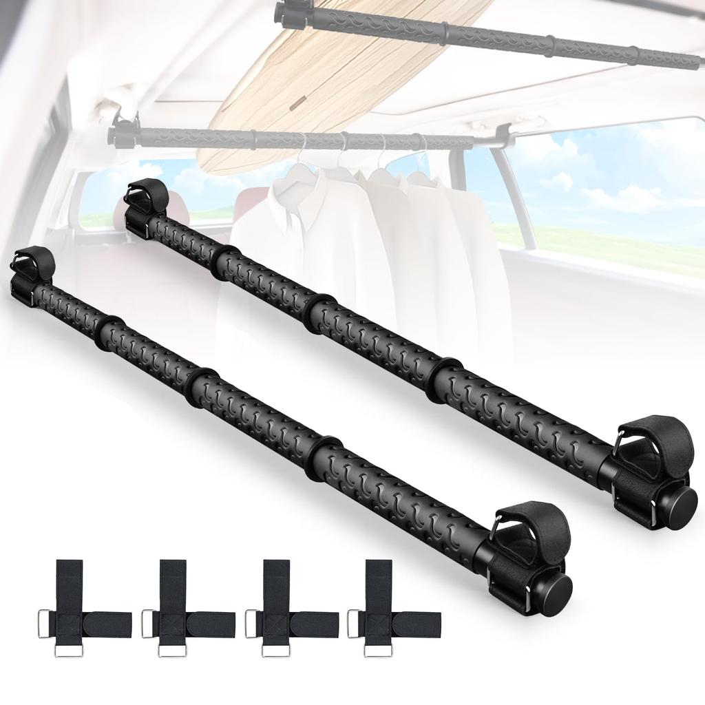 Vevesoas Car Hanger Interior Adjustable Length No Tools Easy Retractable Clothes Hanger for Car Suitable for Fishing Ceiling and Tents Set of Bar,