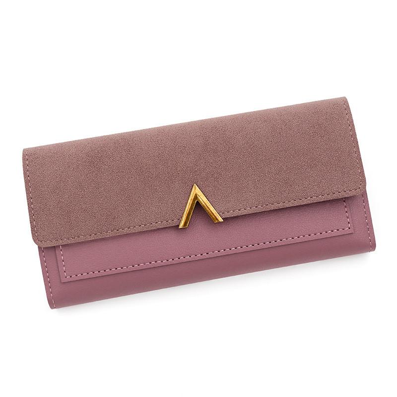 Ladies Pu Wallet Long Style Card Organizer With Snap Button For Daily Carry