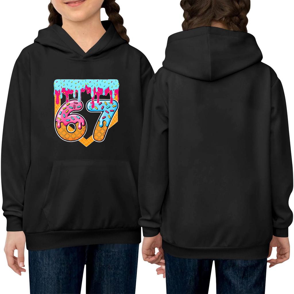 Children's Long,sleeved Loose Pullover Letter,printed Hooded Sweatshirt