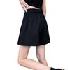 2026 Plus Size High Waist A-Line Black Pleated Shorts for Women