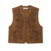 Za Export New Arrival Women's Clothing ZR Fashion Style Embroider Suede Texture Round Neck Vest Jacket 4344150