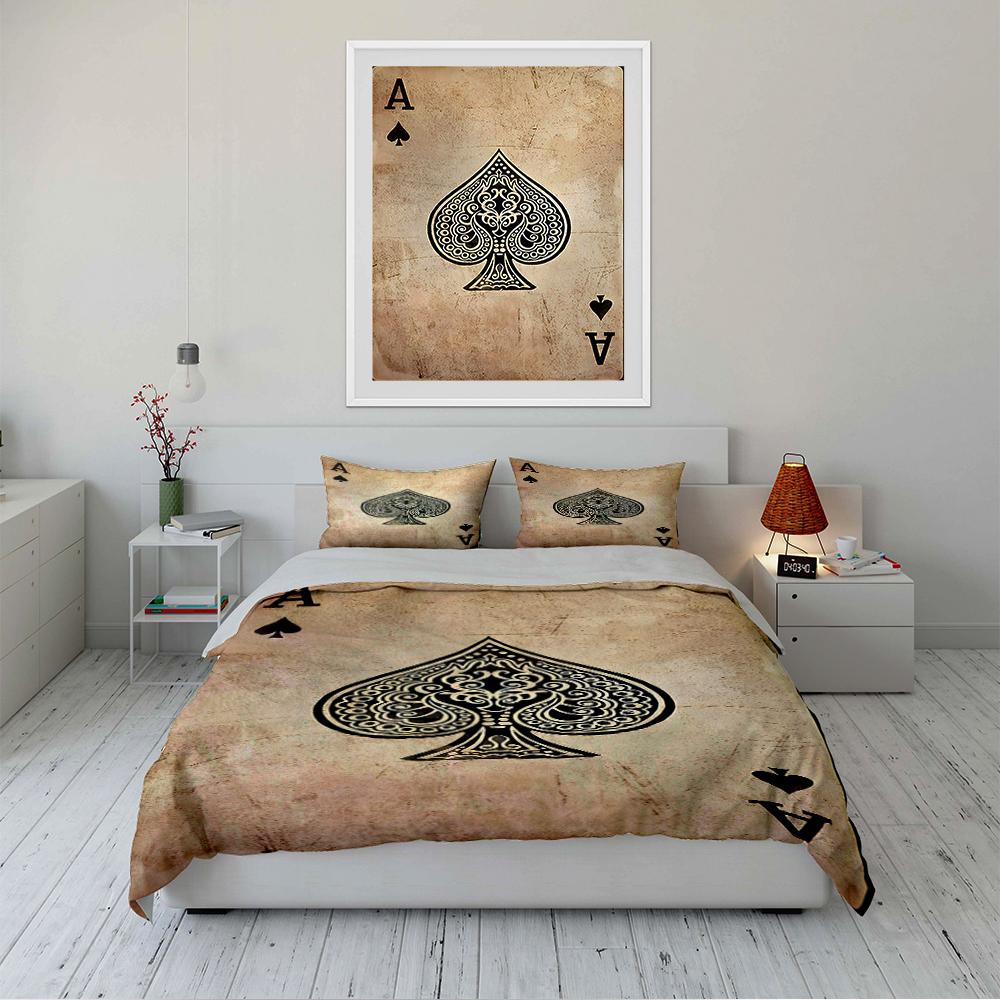 Ace of Spades Vintage Bedding Set Bedding Set (1 Duvet Cover, 2 Pillowcases, Duvet Not Included)