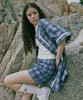 MAGOODGAN Minute 7933 Apron Check Indigo Shorts Hot Pants