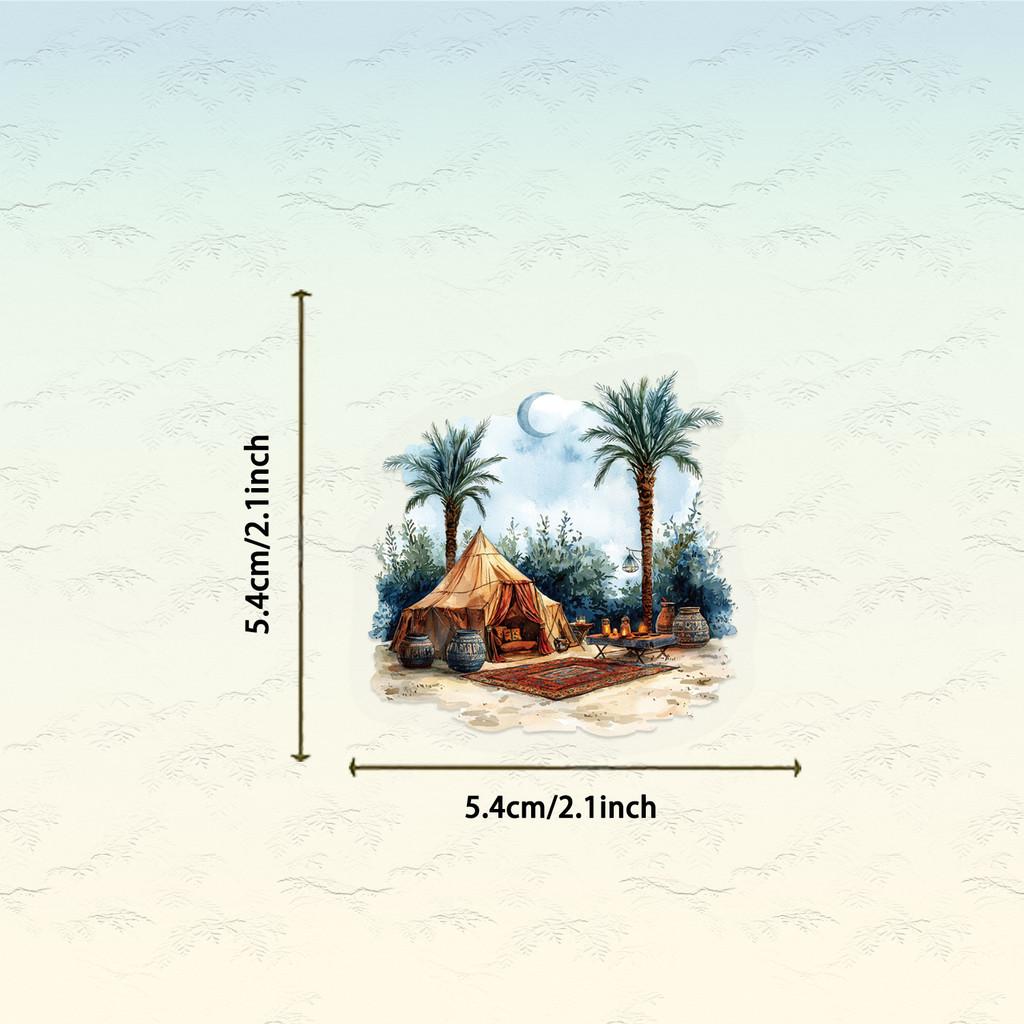 50Pcs Transparent Cartoon Arabian Theme Pet Stickers Waterproof For Journal Guitar Notebook Sticker Story Store