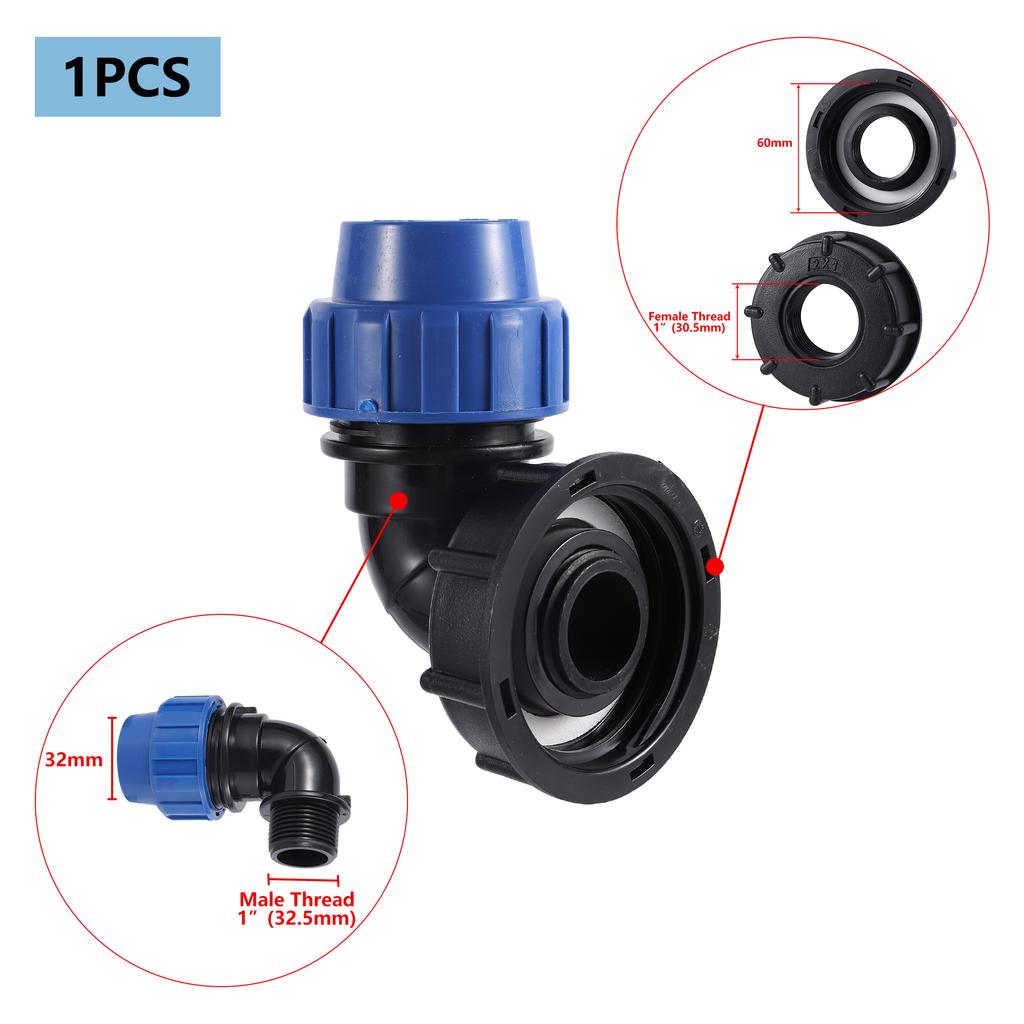 IBC Tank Fitting 20/25/32mm S60 IBC Tank Reducer Tee to Garden Irrigation Watering Adapter Garden Water Connector